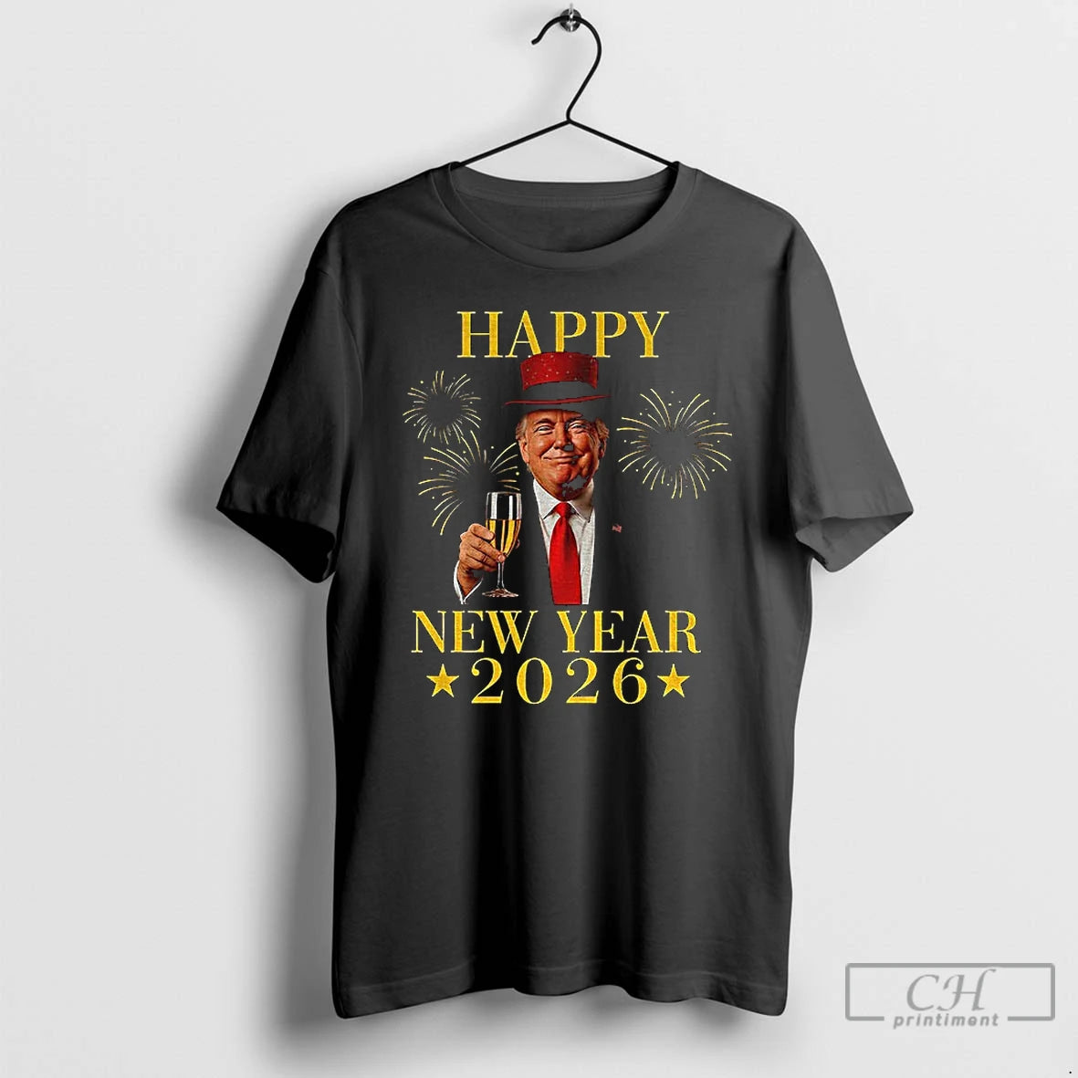 Premium New Year 2026 Presidential Retro Fireworks Trump Happy New Year T-Shirts, Hoodie, Sweatshirt | InkThreadWorks.com
