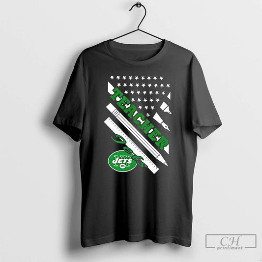 Premium New York Jets Football X Teacher American Flag T-Shirts, Hoodie, Sweatshirt | InkThreadWorks.com