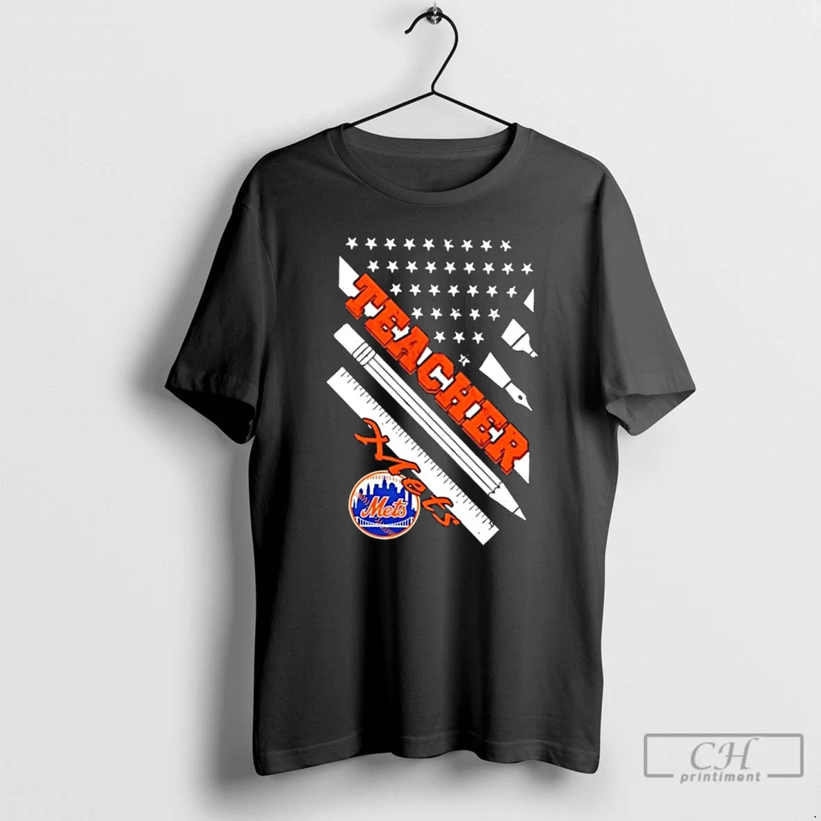 Premium New York Mets Baseball X Teacher American Flag T-Shirts, Hoodie, Sweatshirt | InkThreadWorks.com