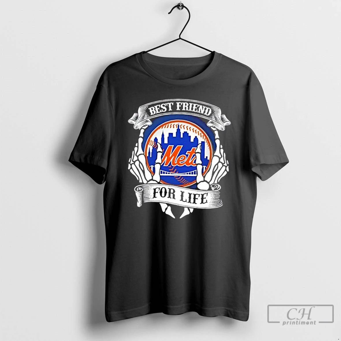 Premium New York Mets Baseball Best Friend For Life Hands Bones T-Shirts, Hoodie, Sweatshirt | InkThreadWorks.com