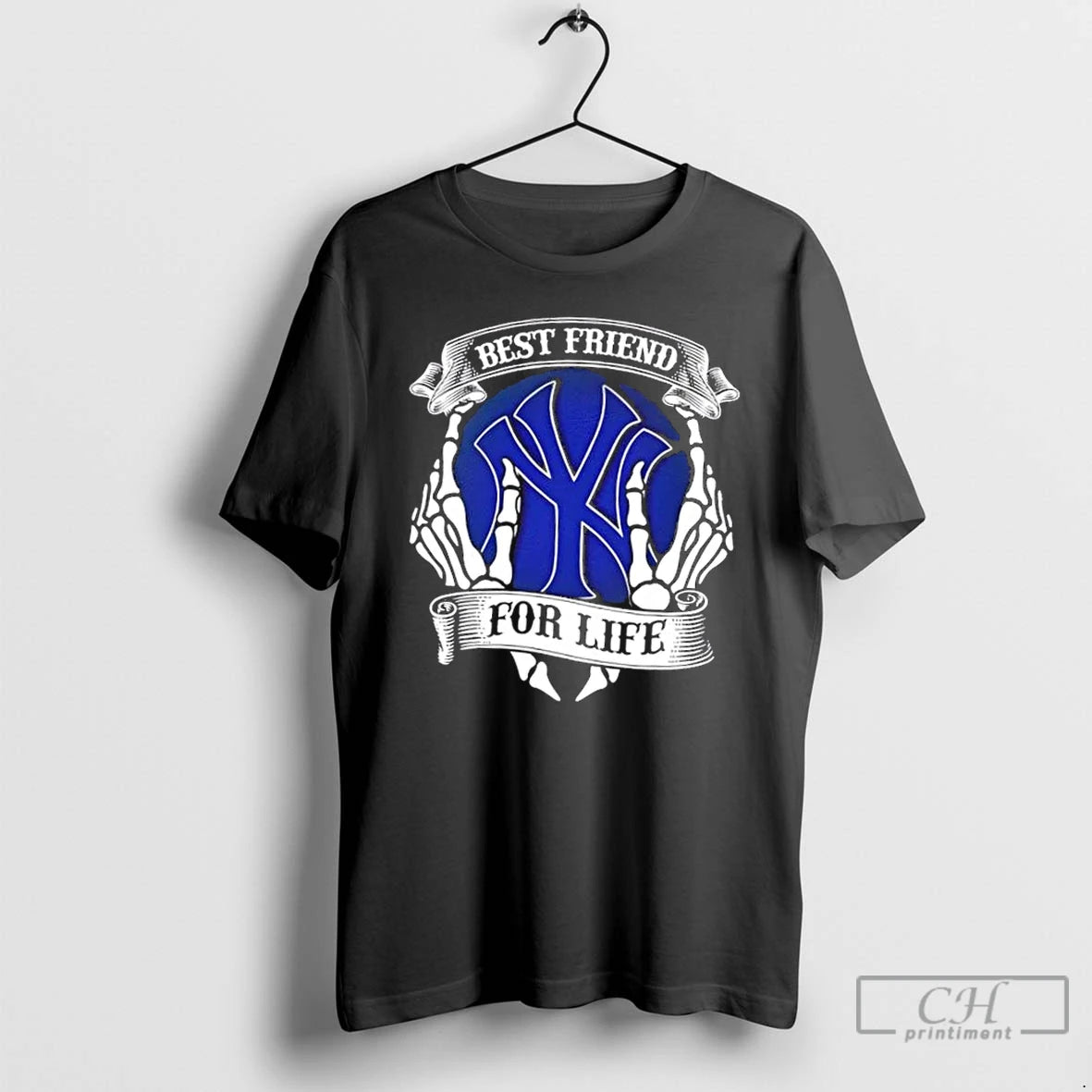 Premium New York Yankees Baseball Best Friend For Life Hands Bones T-Shirts, Hoodie, Sweatshirt | InkThreadWorks.com