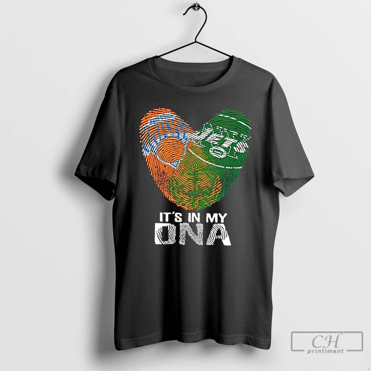 Premium New York City Sports Knicks X Jets Its In My Dna Fingerprint Heart T-Shirts, Hoodie, Sweatshirt | InkThreadWorks.com