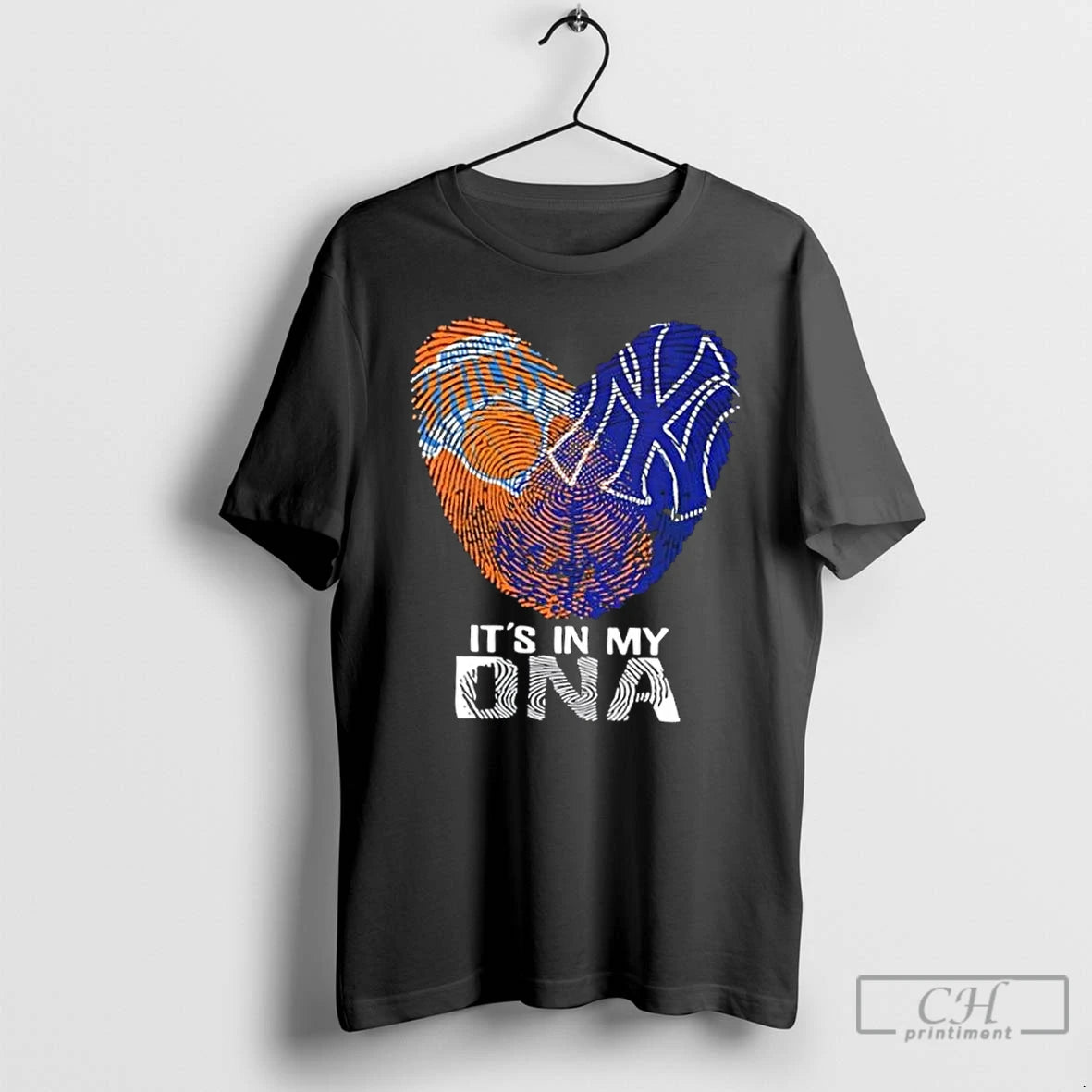 Premium New York City Sports Knicks X Yankees Its In My Dna Fingerprint Heart T-Shirts, Hoodie, Sweatshirt