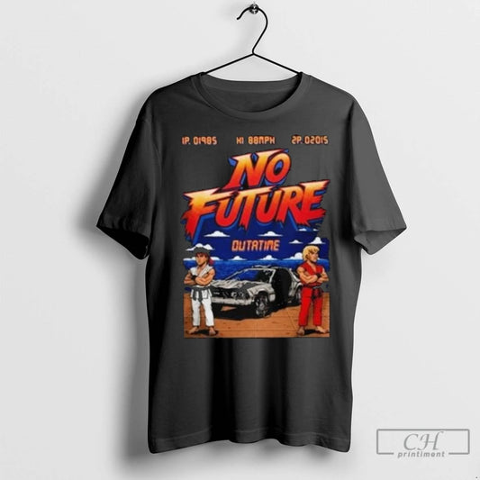 Premium No Future Outatime Retro 80s Arcade Back To The Future Style Long Sleve