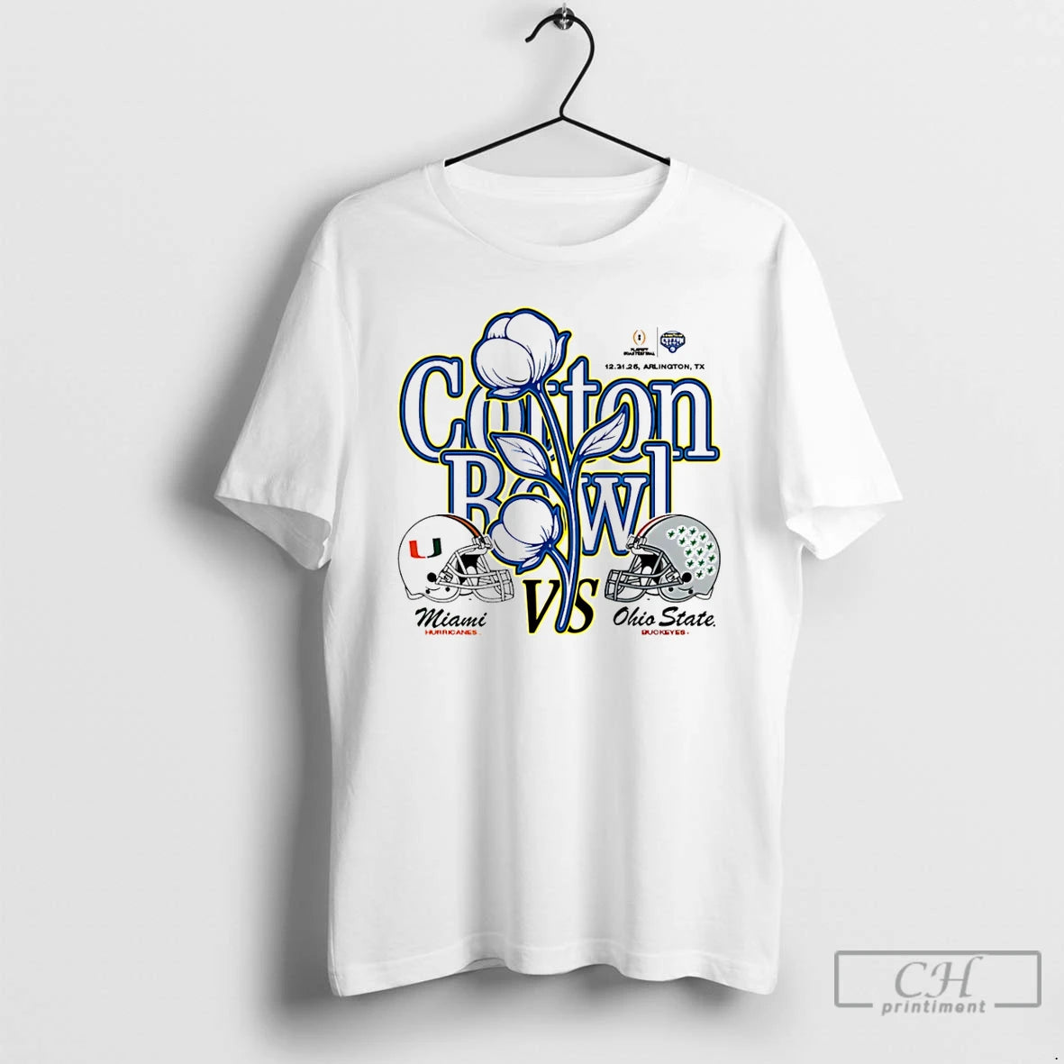 Premium Ohio State Vs Miami 2025 Cotton Bowl Head To Head T-Shirts, Hoodie, Sweatshirt | InkThreadWorks.com