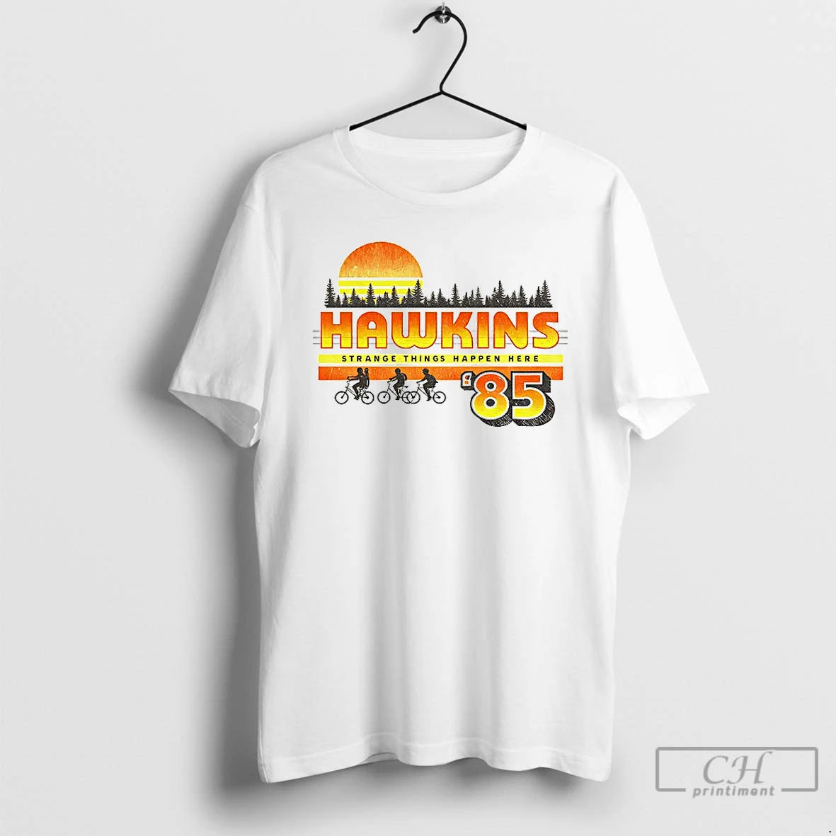 Premium Retro 80s Sci Fi Town85 Strange Things Happen Here T-Shirts, Hoodie, Sweatshirt | InkThreadWorks.com