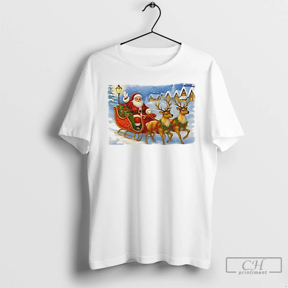Premium Santa Sleigh Reindeer Christmas T-Shirts, Hoodie, Sweatshirt | InkThreadWorks.com