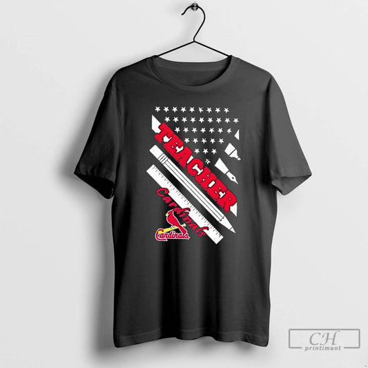 Premium St Louis Cardinals Baseball X Teacher American Flag T-Shirts, Hoodie, Sweatshirt | InkThreadWorks.com