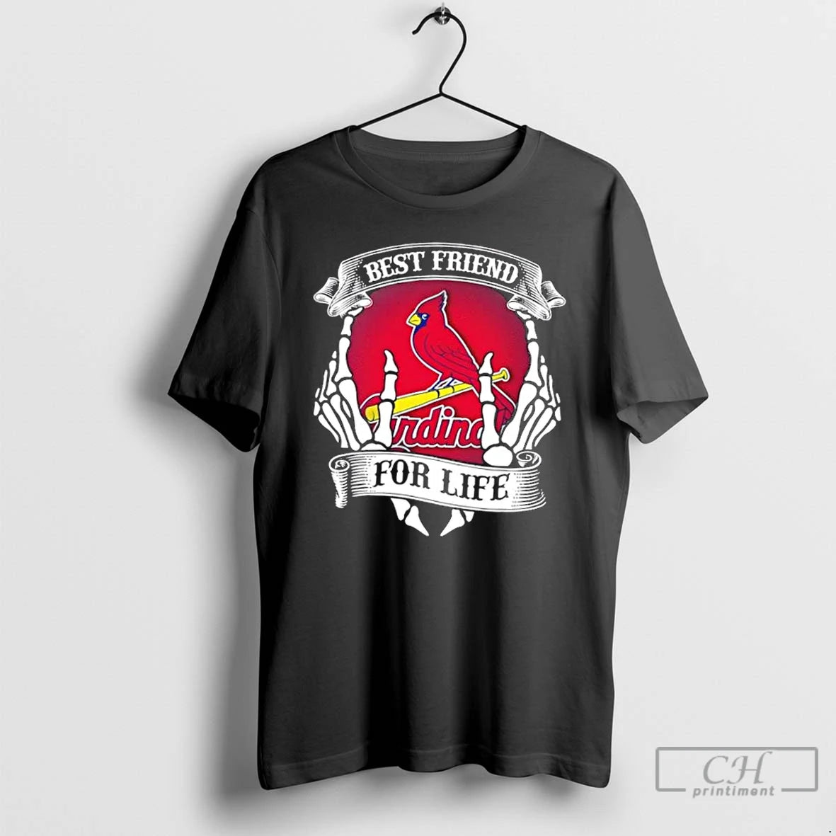 Premium St Louis Cardinals Baseball Best Friend For Life Hands Bones T-Shirts, Hoodie, Sweatshirt | InkThreadWorks.com