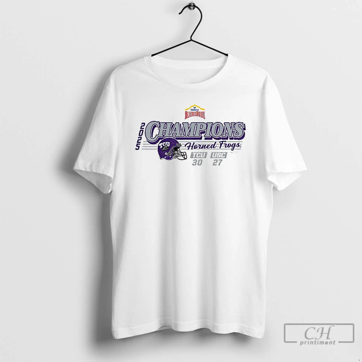 Premium Tcu Horned Frogs Football 2025 Valero Alamo Bowl Tcu Champs Score 30 27 T-Shirts, Hoodie, Sweatshirt