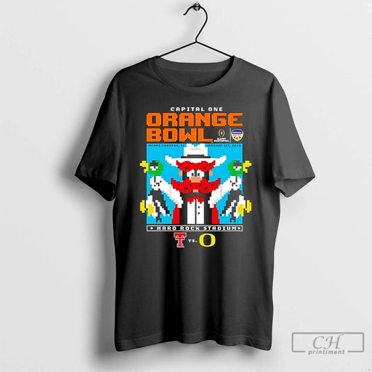 Premium Texas Tech Vs Oregon 2025 26 Orange Bowl Duck Hunt 8 Bit T Shirts Hoodie, Sweatshirt | InkThreadWorks.com