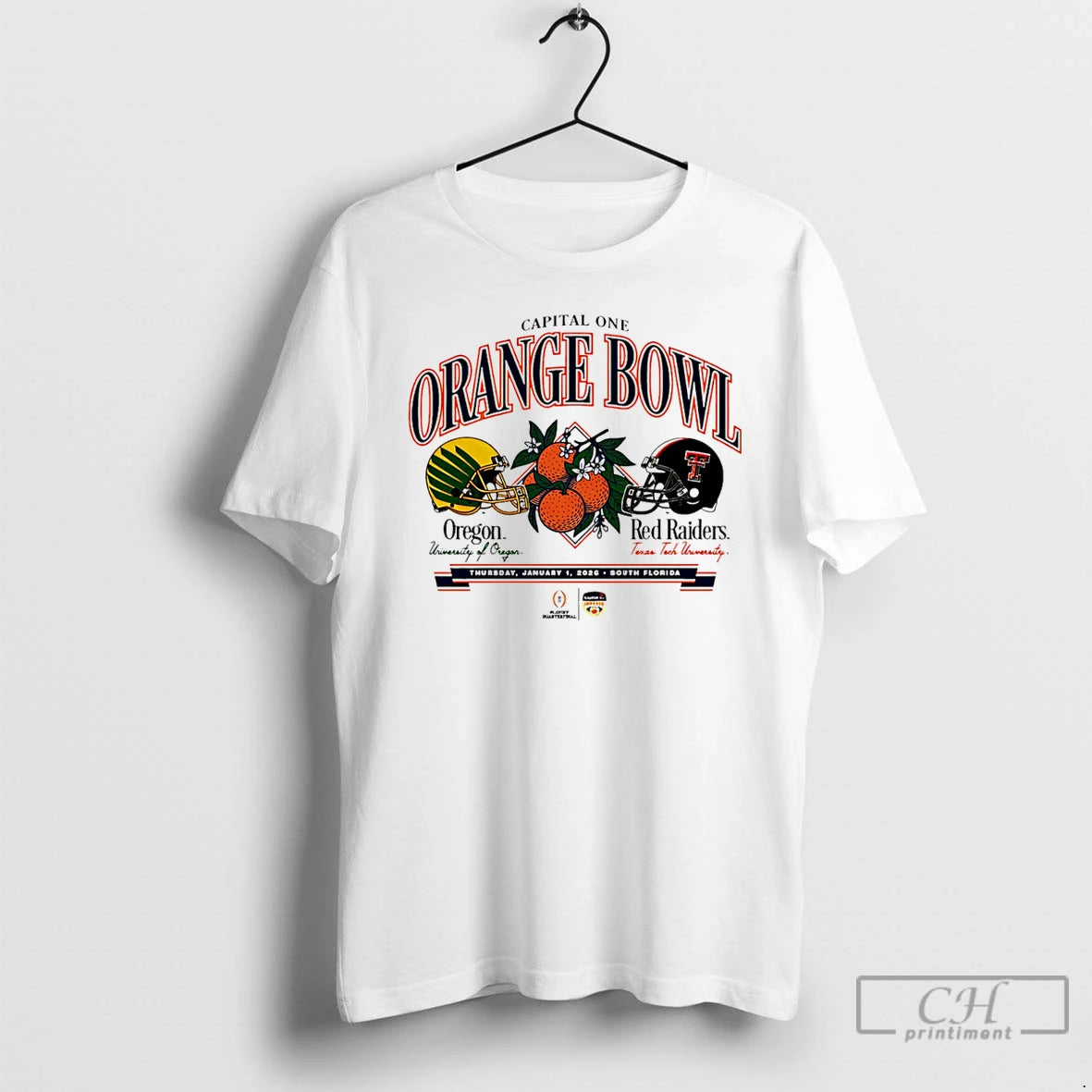 Premium Texas Tech Vs Oregon 2026 Orange Bowl Head To Head T-Shirts, Hoodie, Sweatshirt | InkThreadWorks.com