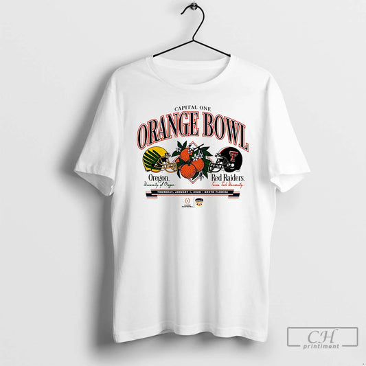 Premium Texas Tech Vs Oregon 2026 Orange Bowl Head To Head T-Shirts, Hoodie, Sweatshirt | InkThreadWorks.com