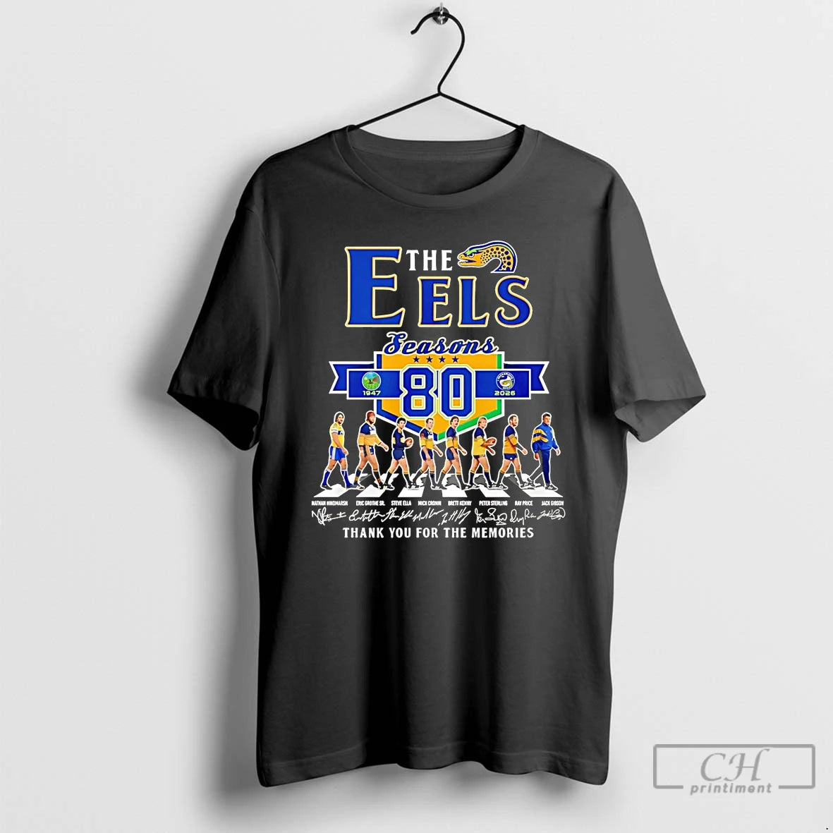 Premium The Eels Season 80th 1947 2026 Thank You For The Memories Signatures T Shirts Hoodie, Sweatshirt | InkThreadWorks.com