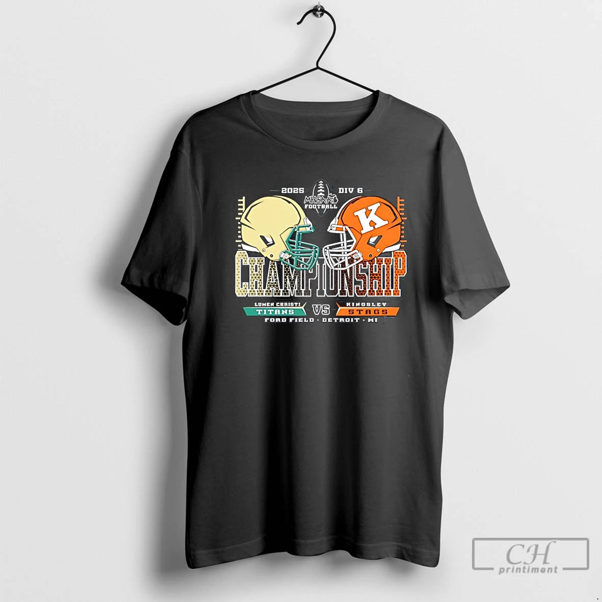 Premium Titans Vs Stags 2025 Mhsaa Football D6 H2h Championship Helmets Christmas T Shirts Sweater Hoodie, Sweatshirt