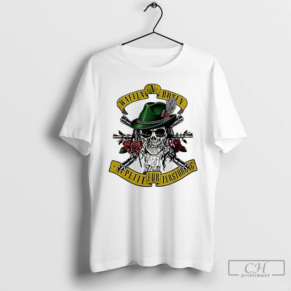 Premium Waffen N Rosen Appetite For Destruction Skull Roses T-Shirts, Hoodie, Sweatshirt | InkThreadWorks.com