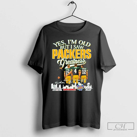 Premium Yes Im Old But I Saw Packers Greatness Player Signature City T Shirts Sweater Hoodie, Sweatshirt | InkThreadWorks.com