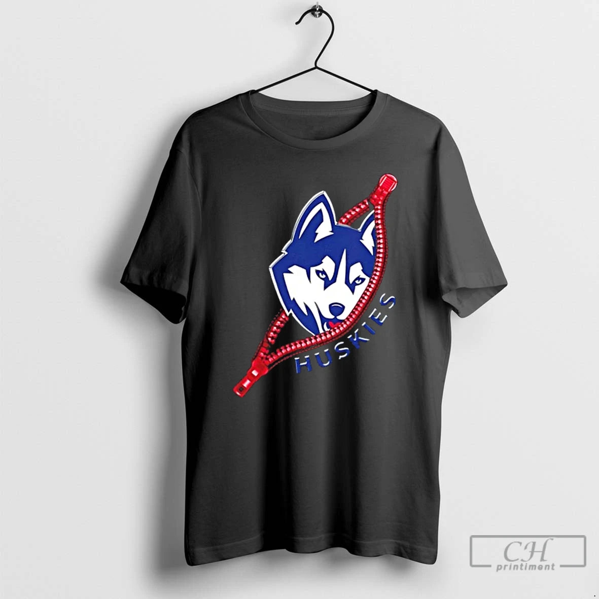 Premium Zipper X Connecticut Huskies Football Logo T-Shirts, Hoodie, Sweatshirt | InkThreadWorks.com
