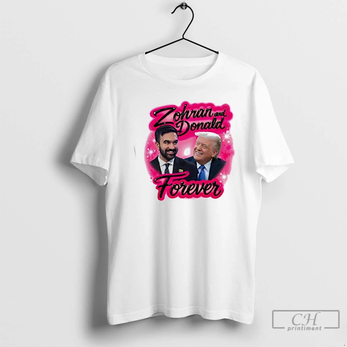Premium Zohran And Donald Airbrush Forever T-Shirts, Hoodie, Sweatshirt | InkThreadWorks.com