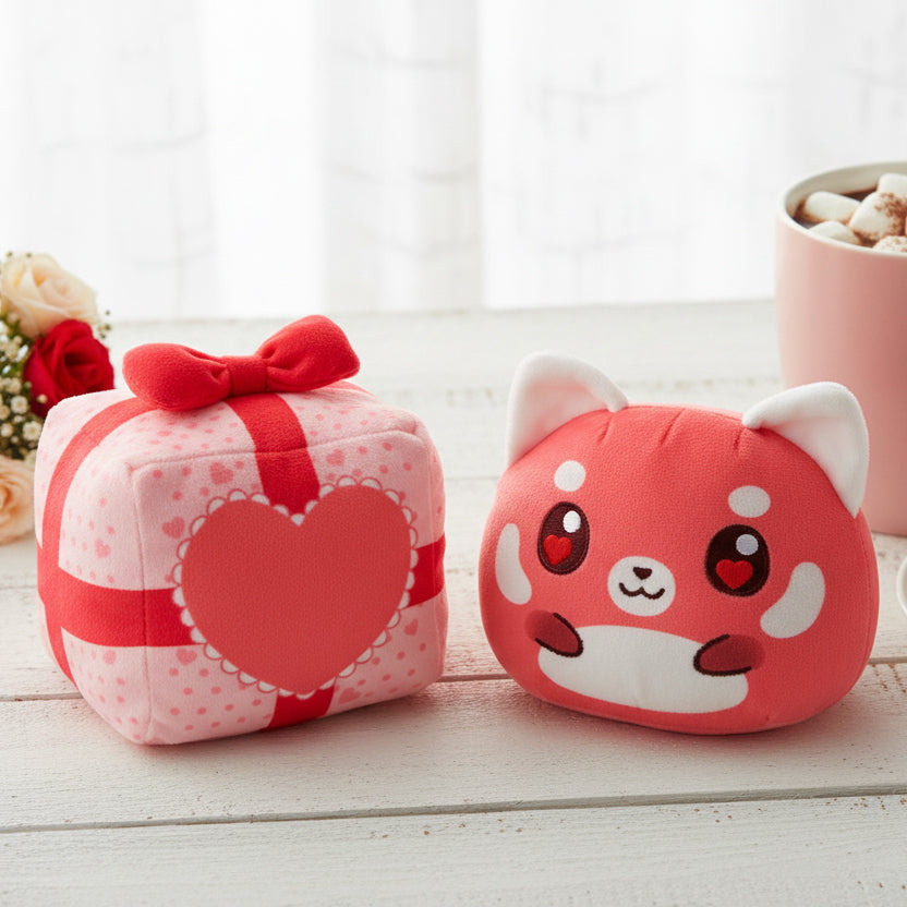 Valentine Present Red Panda 4" Reversible Plushie
