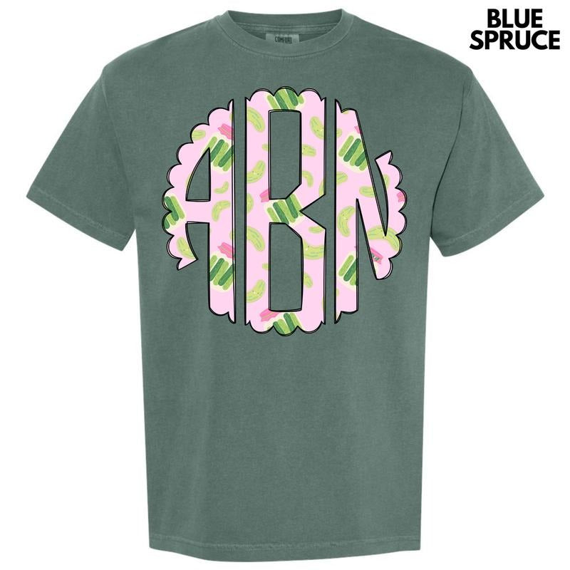 Pretty Pickles Monogram Comfort Colors T-Shirt 'NLB' Hoodie, Sweatshirt | InkThreadWorks.com