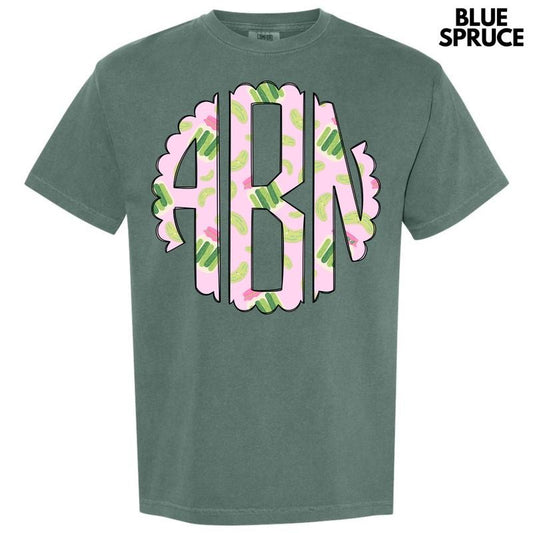 Pretty Pickles Monogram Comfort Colors T-Shirt 'NLB' Hoodie, Sweatshirt | InkThreadWorks.com
