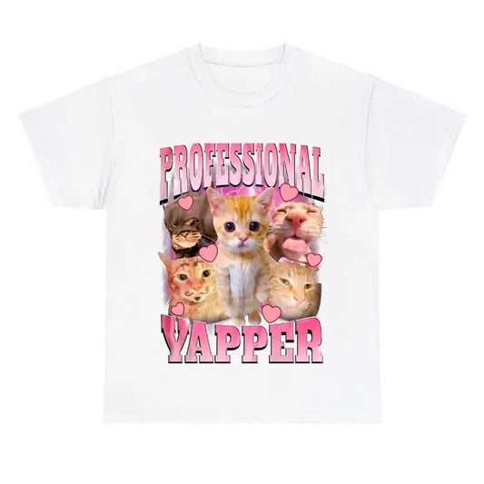 Professional Yapper White Shirt, Funny cat tee, Cute Tee