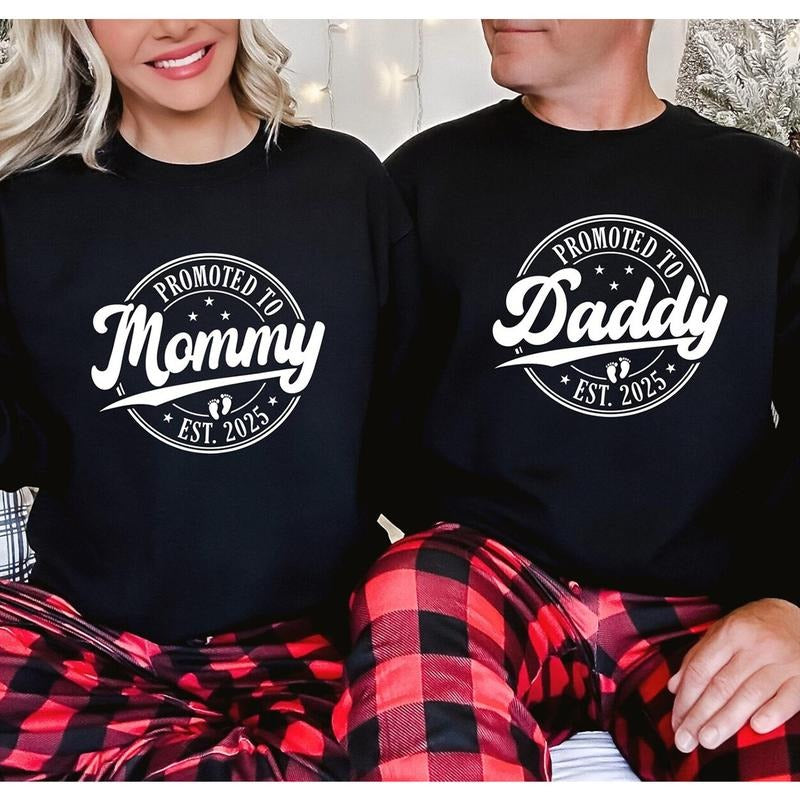 Promoted to Mommy & Daddy Est 2025 Sweatshirt, New Parents Est 2025 Sweatshirt, Pregnancy Announcement Shirt, Baby Announcement Tee, Baby Shower Gift