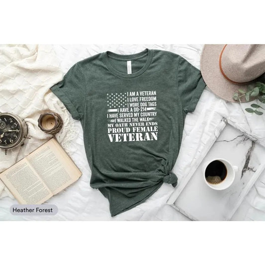 Proud Female Veteran Shirt, Memorial Day Shirt, Veteran Day Shirt, Gift For Veteran Woman, Thank You Veterans Shirt...