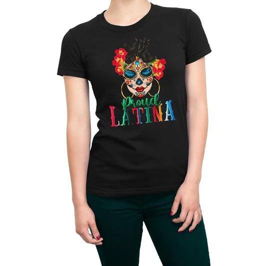 Proud Latina Women's Summer T-Shirt - Casual and Comfortable Cotton Crewneck Tee Top Hoodie, Sweatshirt | InkThreadWorks.com
