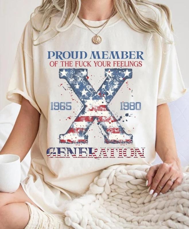 Proud Member Fck Your Feelings Generation Tshirt, American Flag Gift, Generation X Sag, Gen X Sarcastic, Gen X Tee, Fck Your Fellings, Unisex T-Shirt, Gifts For Men Women, Short Sleeve Tee Shirt, Gifts For Birthday Fathers Day