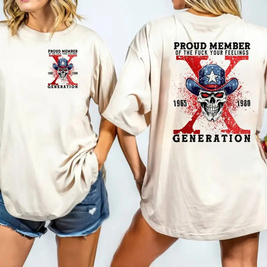 Proud Member Of The Fck Your Feelings Generation Two Sides Shirt, Gen X Skull Shirt, Halloween Gen X Gift, Halloween Movie, Casual Clothing Menswear