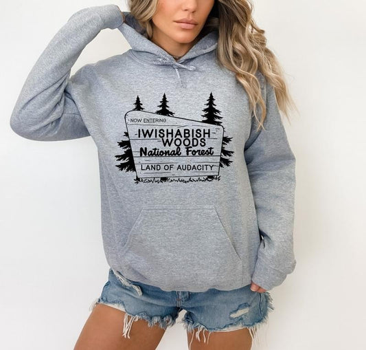 Pullover IWISHABISH WOODS Unisex Hoodie Cotton Soft Style T-Shirts, Sweatshirt | InkThreadWorks.com