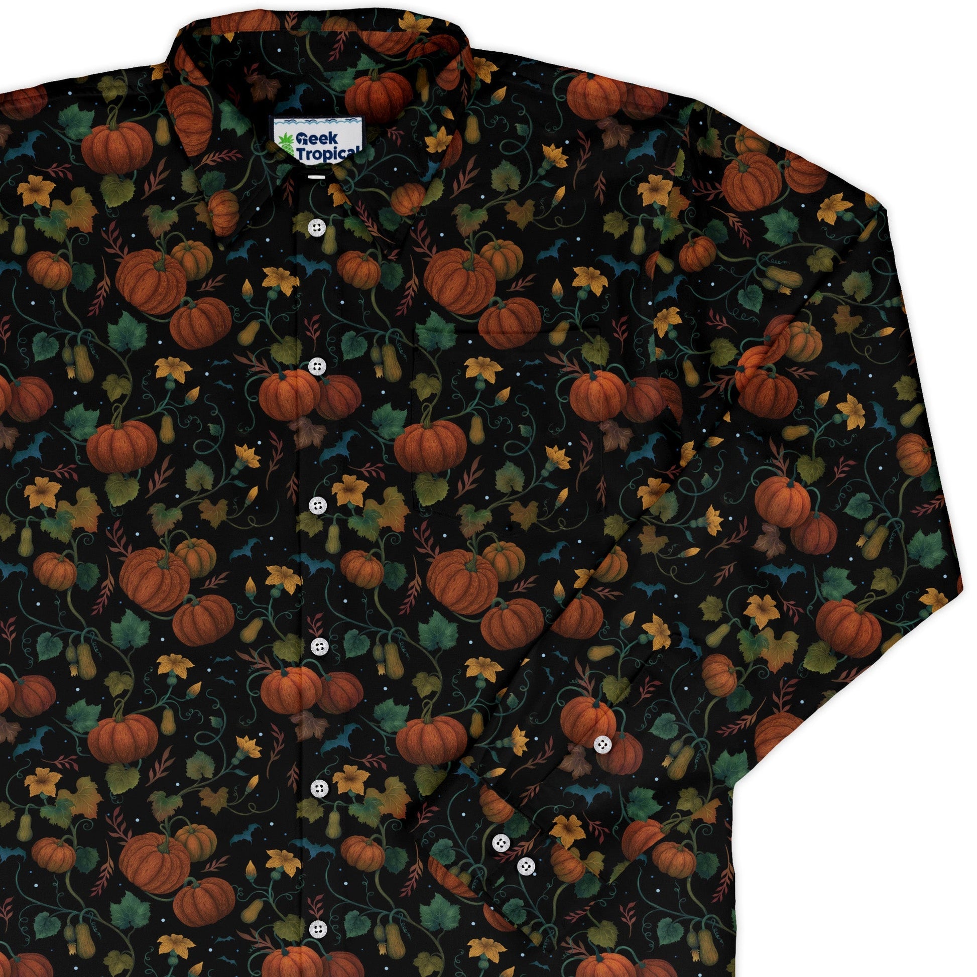 Pumpkin Bats Long Sleeve Button Up Shirt