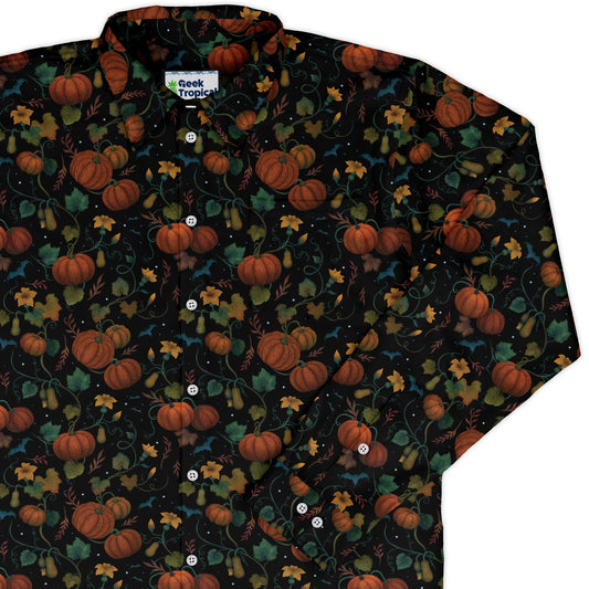 Pumpkin Bats Long Sleeve Button Up Shirt