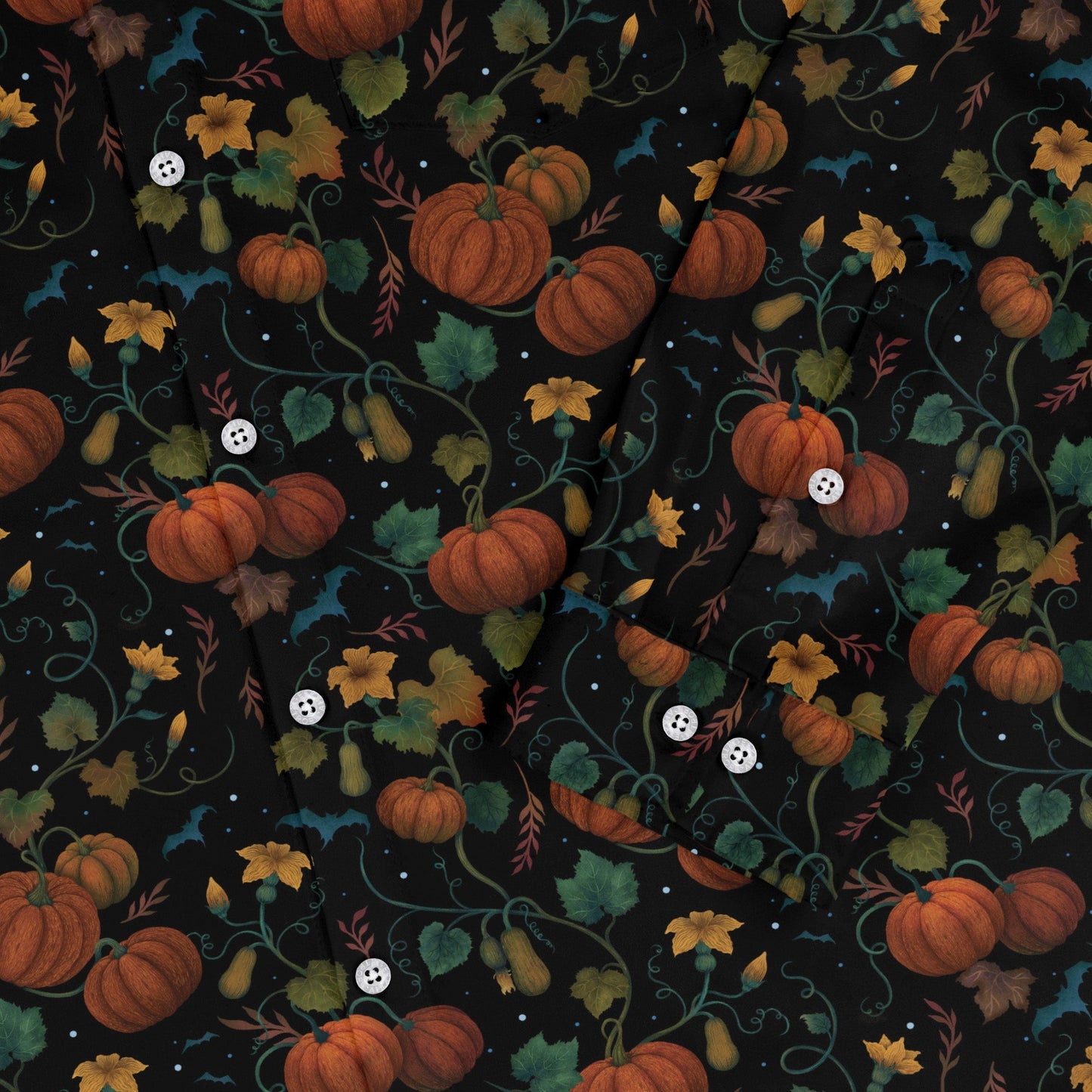 Pumpkin Bats Long Sleeve Button Up Shirt