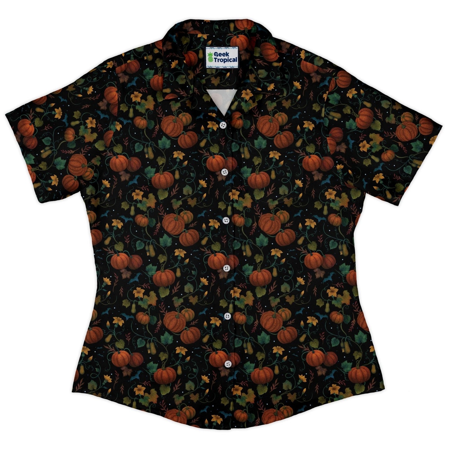 Pumpkin Bats Curvy Button Up Shirt