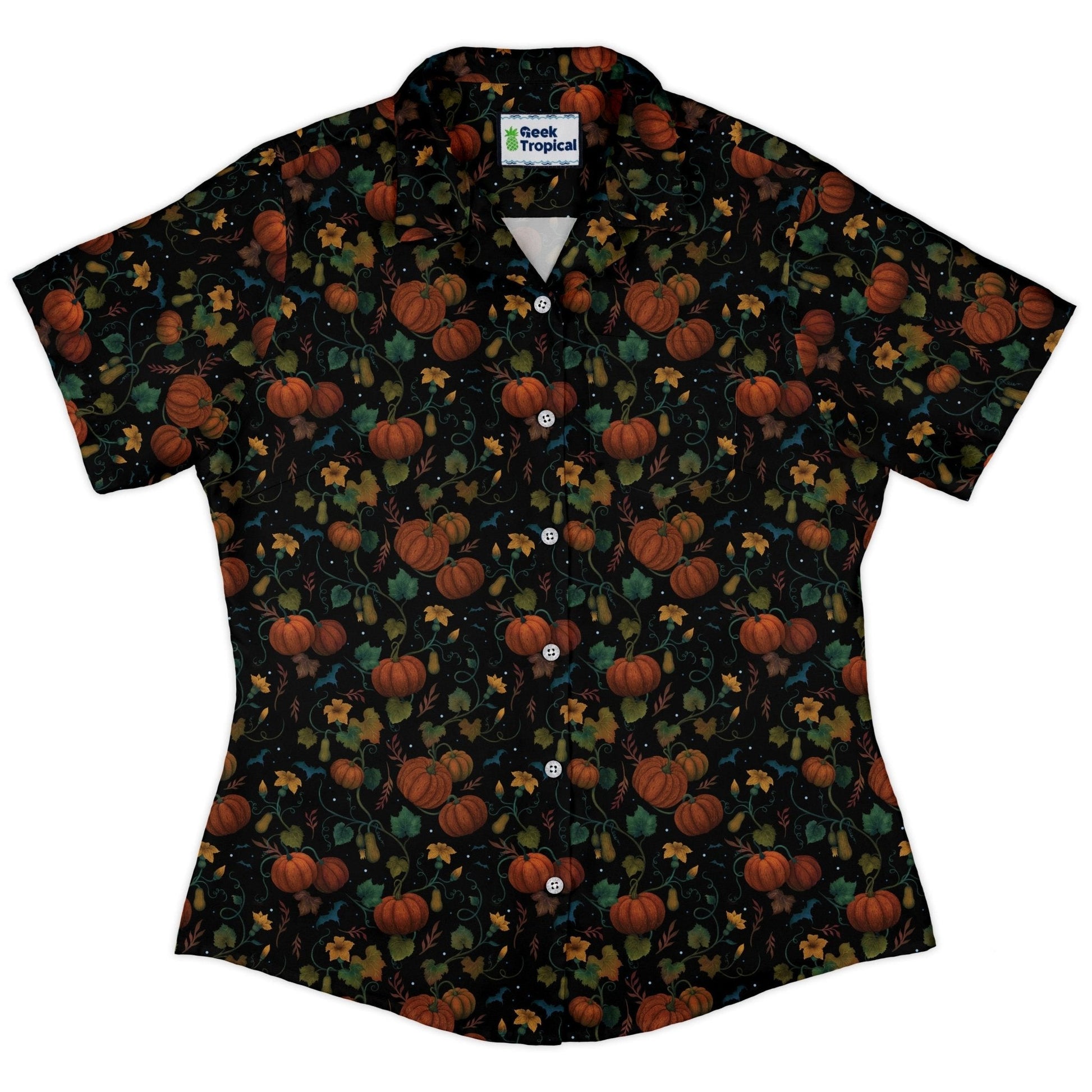 Pumpkin Bats Curvy Button Up Shirt