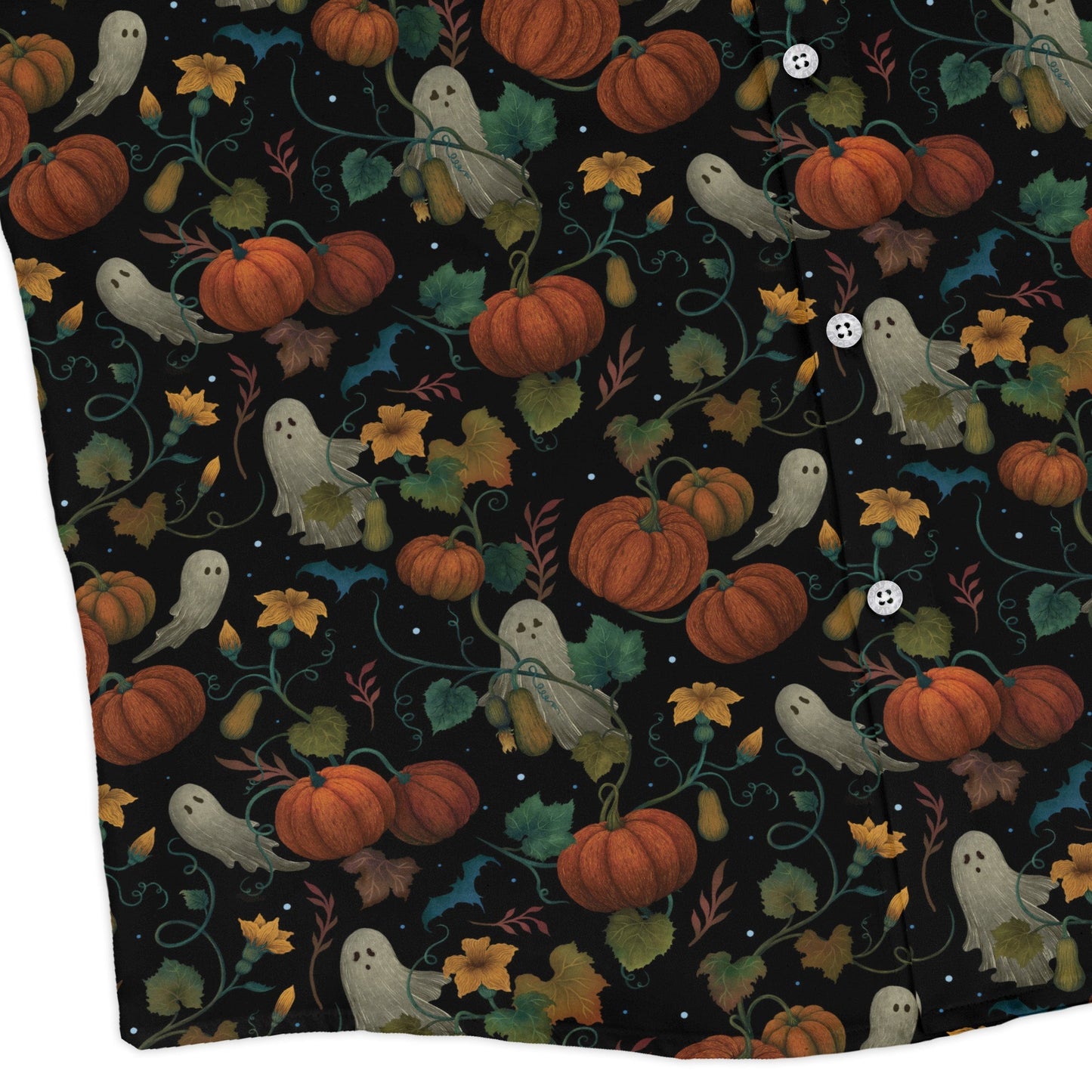 Pumpkin Ghosts Long Sleeve Button Up Shirt