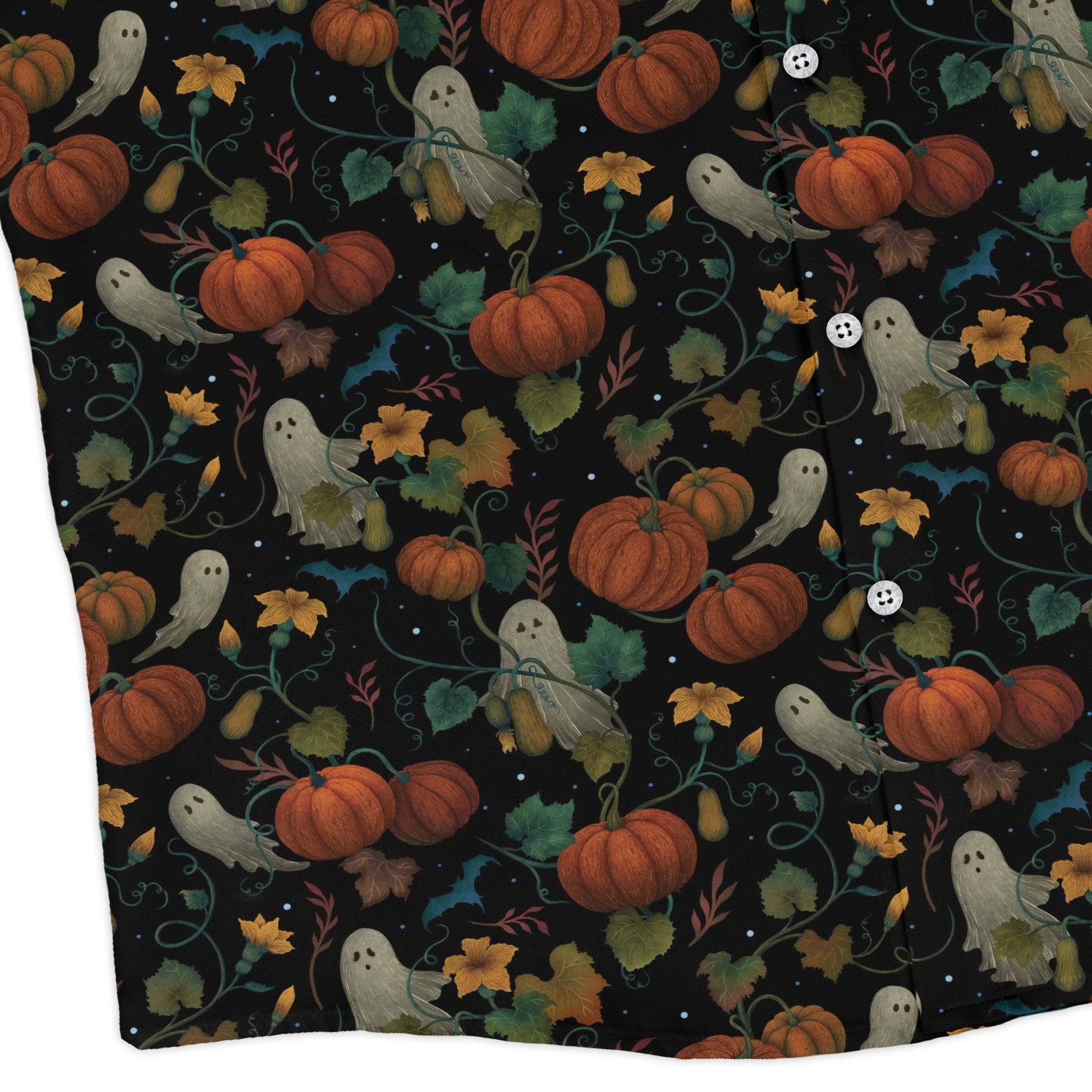 Pumpkin Ghosts Long Sleeve Button Up Shirt