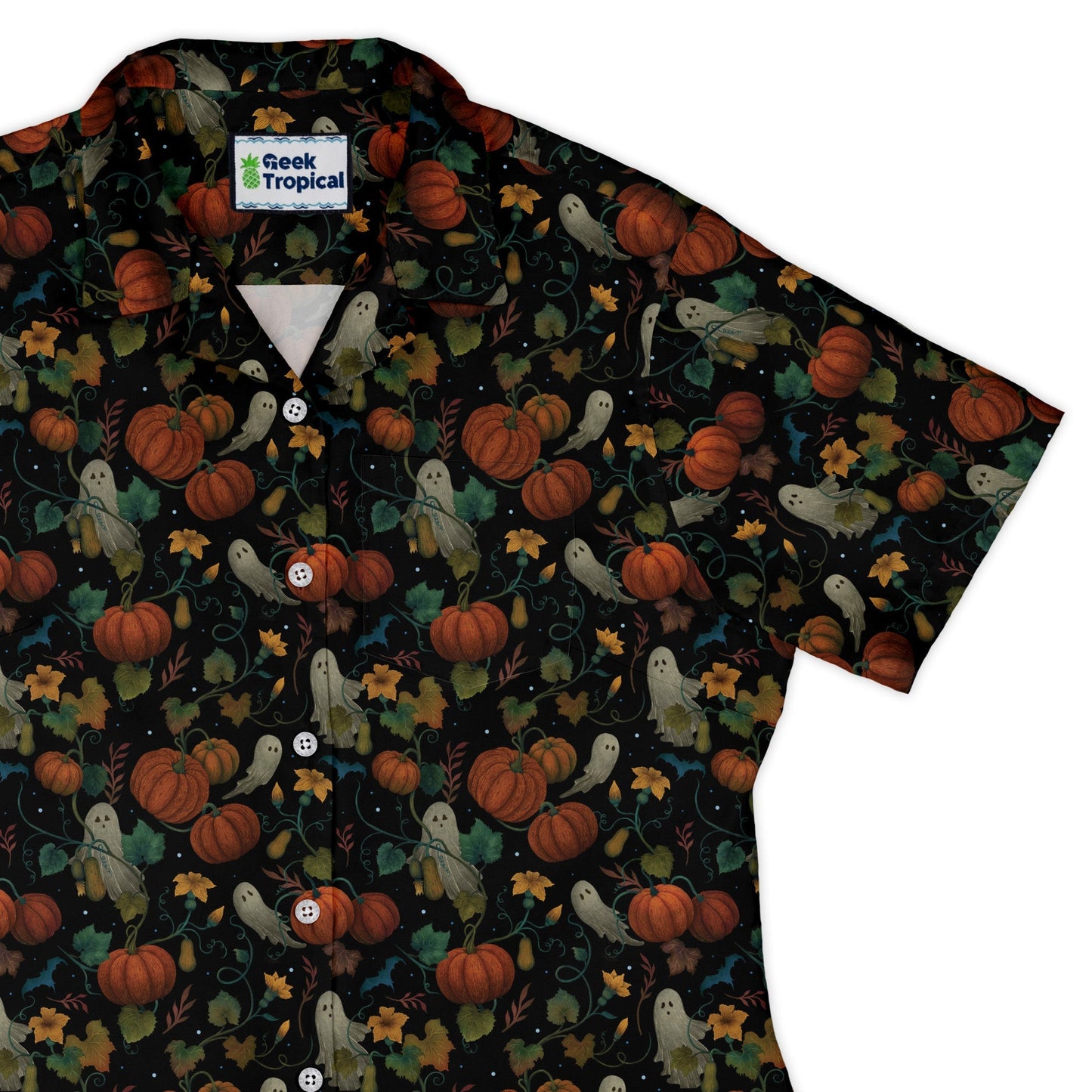 Pumpkin Ghosts Curvy Button Up Shirt