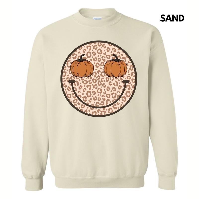 Pumpkin Leopard Happy Face Sweatshirt 'NLB' T-Shirts, Hoodie | InkThreadWorks.com
