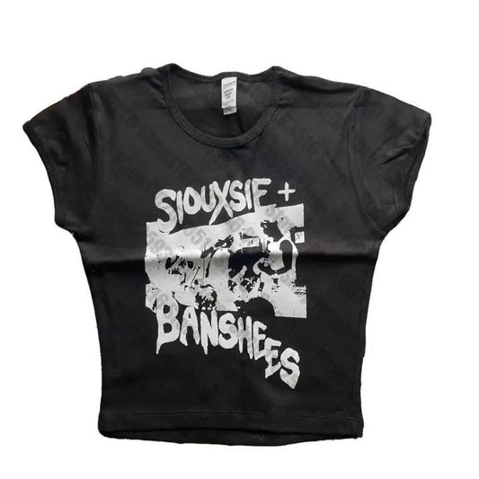 Punk Y2K Baby Tee Short Sleeve Top Gothic Street T-shirt Women's Star Rock singer Print T-shirt Women's Summer Top Emo...