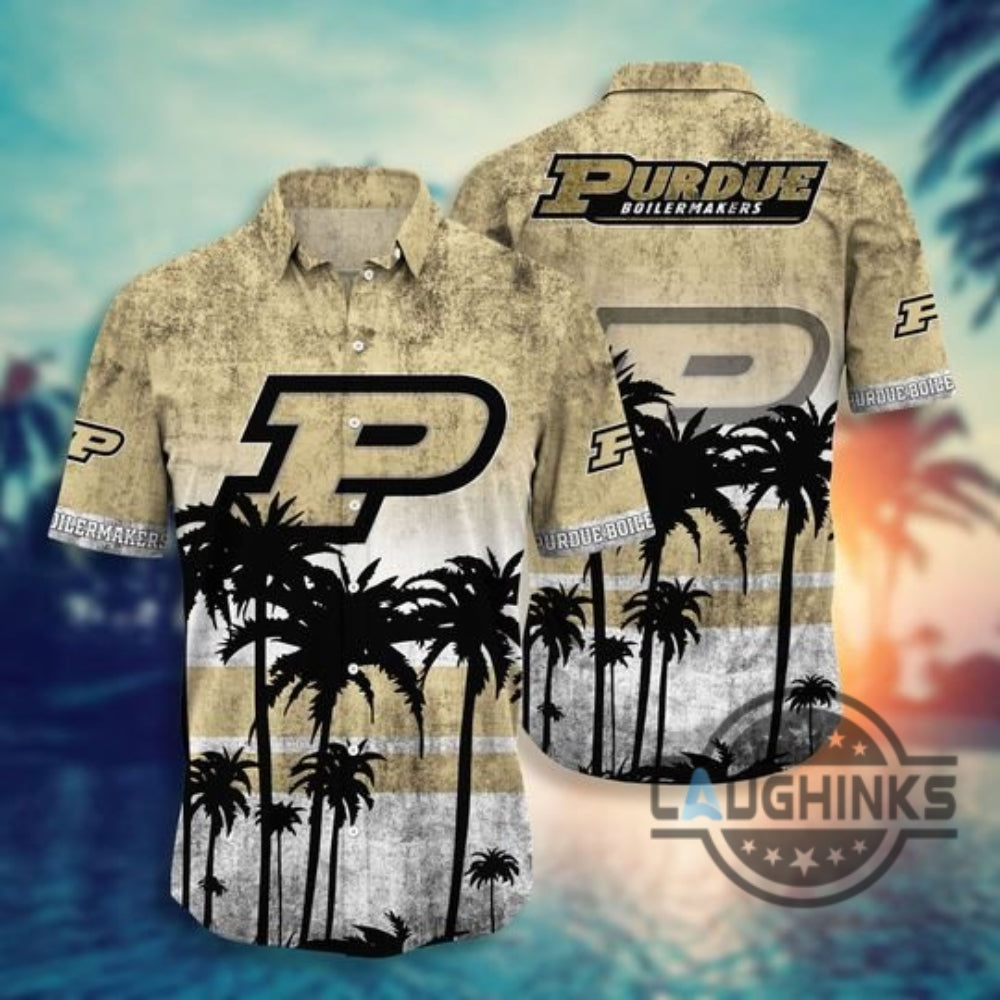 Purdue Boilermakers Hawaiian Shirt And Shorts Purdue University Basketball Logo Summer Aloha Beach Shirt Ncaa Mens Division Basketball Final Four Shirts