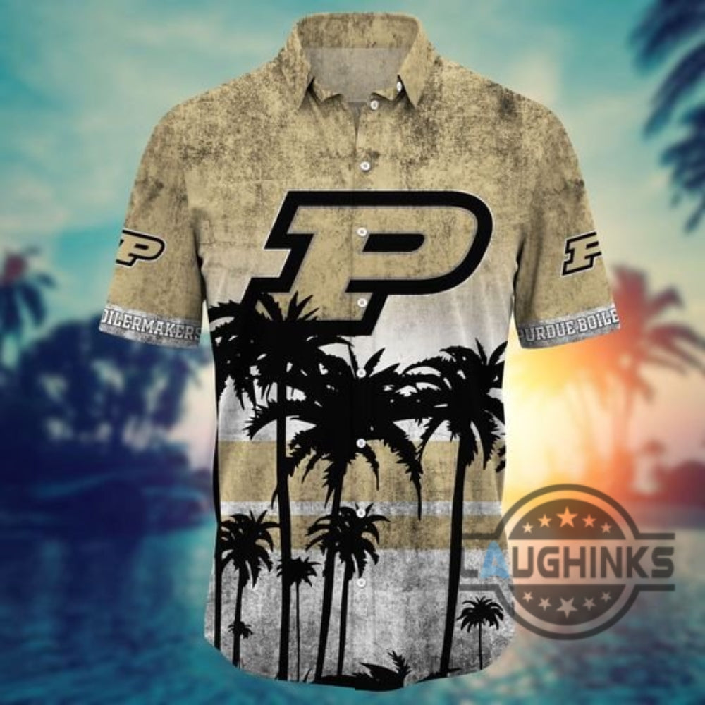 Purdue Boilermakers Hawaiian Shirt And Shorts Purdue University Basketball Logo Summer Aloha Beach Shirt Ncaa Mens Division Basketball Final Four Shirts