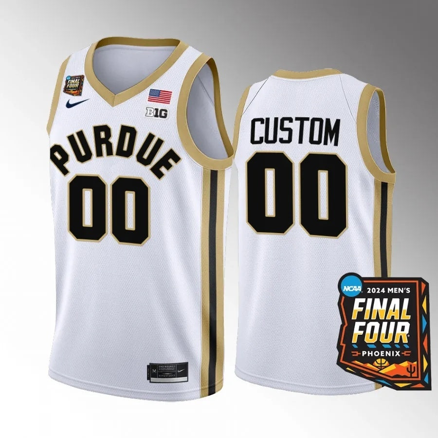 Purdue Boilermakers Custom 2024 NCAA March Madness Final Four Jersey White Mens Basketball