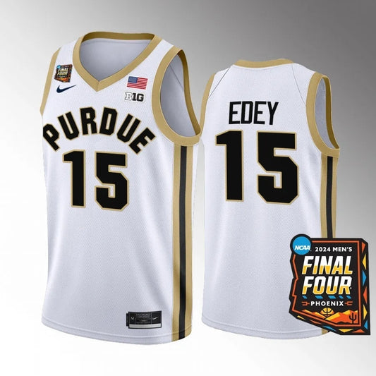 Purdue Boilermakers #15 Zach Edey 2024 NCAA March Madness Final Four Jersey White Mens Basketball