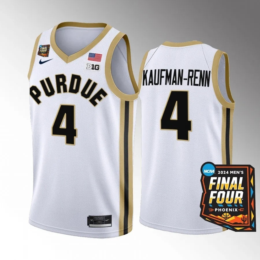 Purdue Boilermakers #4 Trey Kaufman-Renn 2024 NCAA March Madness Final Four Jersey White Mens Basketball