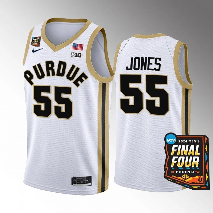 Purdue Boilermakers #55 Lance Jones 2024 NCAA March Madness Final Four Jersey White Mens Basketball