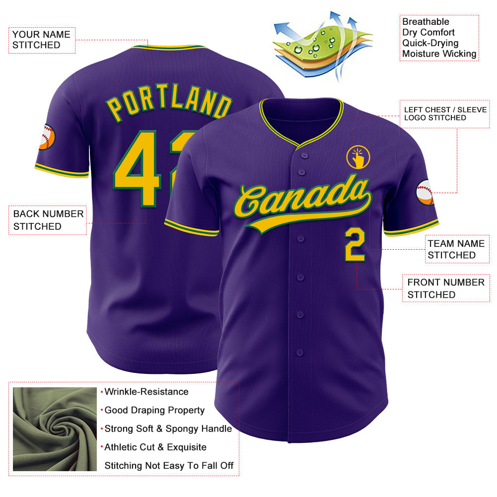 Custom Purple Yellow-Kelly Green Authentic Baseball Jersey